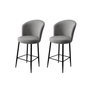 Hanah Home Taburetes de Bar Grey, Black - Metal, Tela Babyface - Altura Asiento 70cm, Ancho 46cm